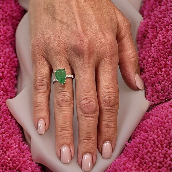 Natural Emerald Diamond Ring 6.5 14k WG 4.62 TCW Certified $4,950 310549 - Picture 8 of 15